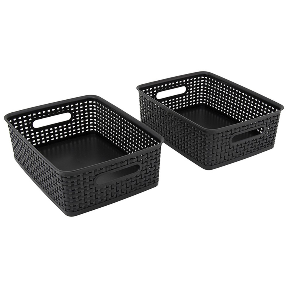 Black Plastic Weave Bins, Medium, Pack of 2 - AVT40327 | Advantus | Storage Containers