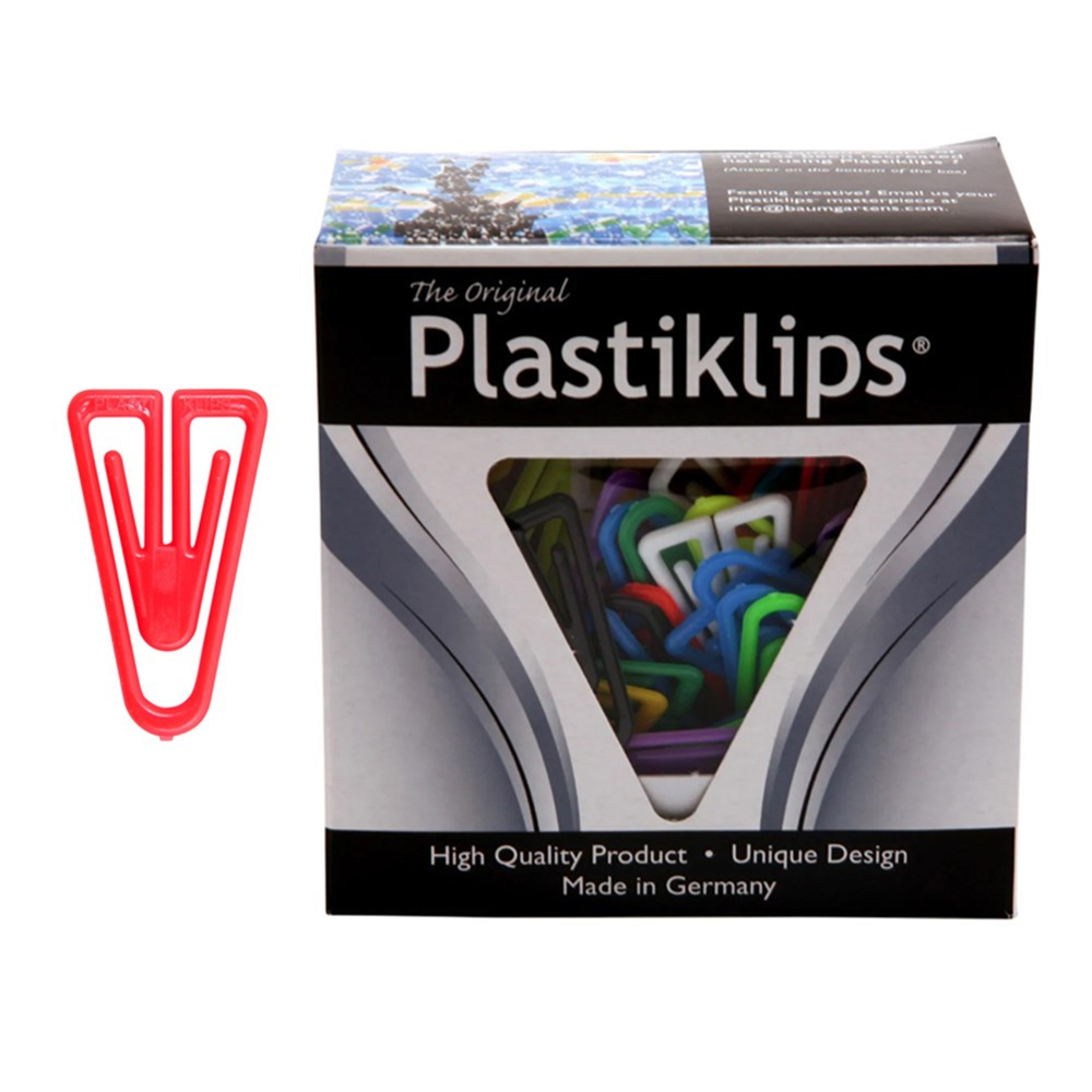Plastiklips Paper Clips, Large Size, Assorted Colors, Pack of 200 - BAUMLP0600 | Baumgartens Inc | Clips
