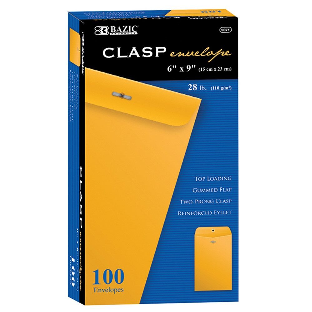 BAZ5071 - Bazic Clasp Envelopes 6 X 9 in Mailroom