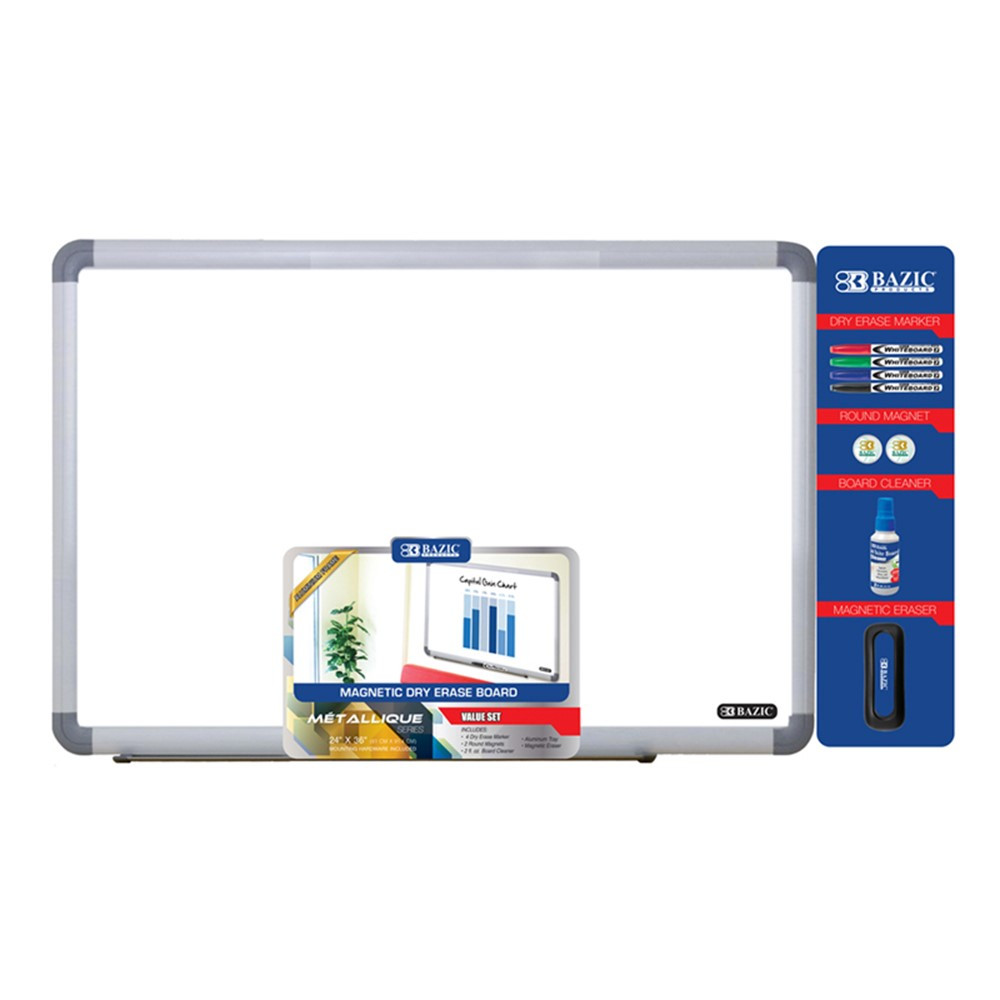 Aluminum Frame Magnetic Dry Erase Board Value Pack, 24 x 36" - BAZ6050 | Bazic Products | Dry Erase Boards"