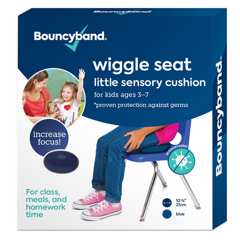 Antimicrobial Little Wiggle Seat Sensory Cushion, Blue 10.75 - BBAMB27BUWS | Bouncy Bands | Chairs"