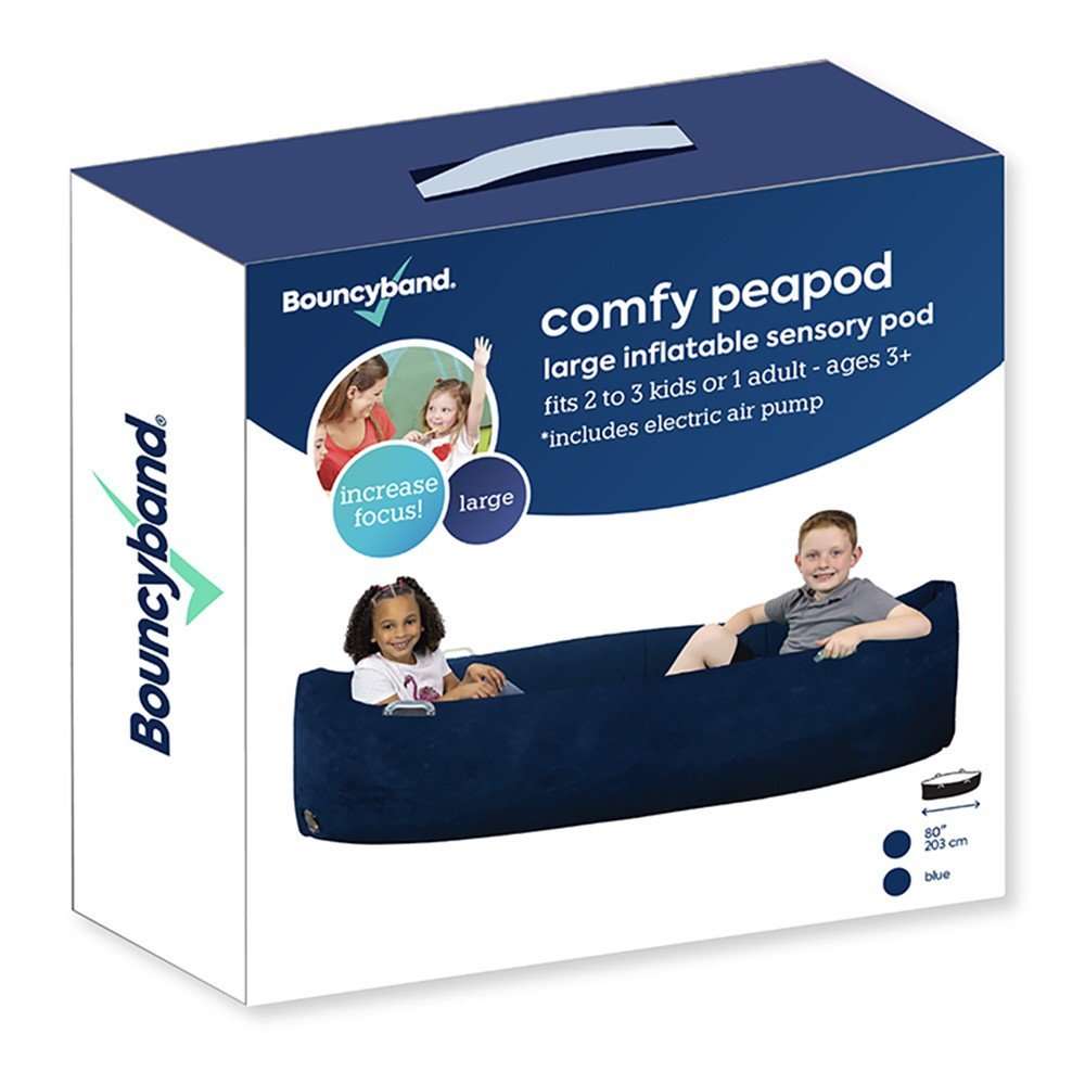 Comfy Peapod, Inflatable Sensory Pod , 80", Blue - BBAPD80BU | Bouncy Bands | Floor Cushions
