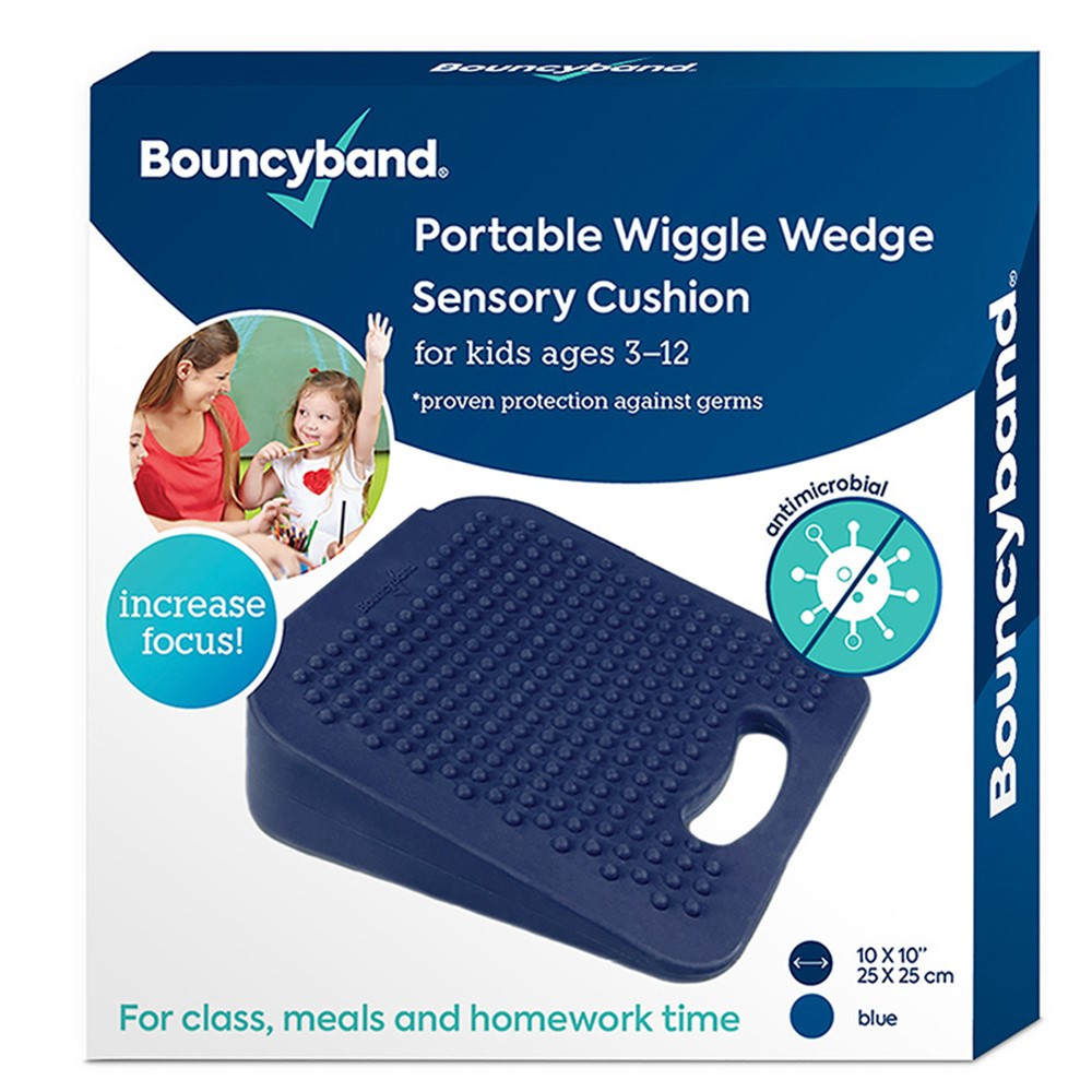 Antimicrobial Wiggle Wedge Sensory Cushion, 10 Square - BBAWD10BU | Bouncy Bands | Chairs"