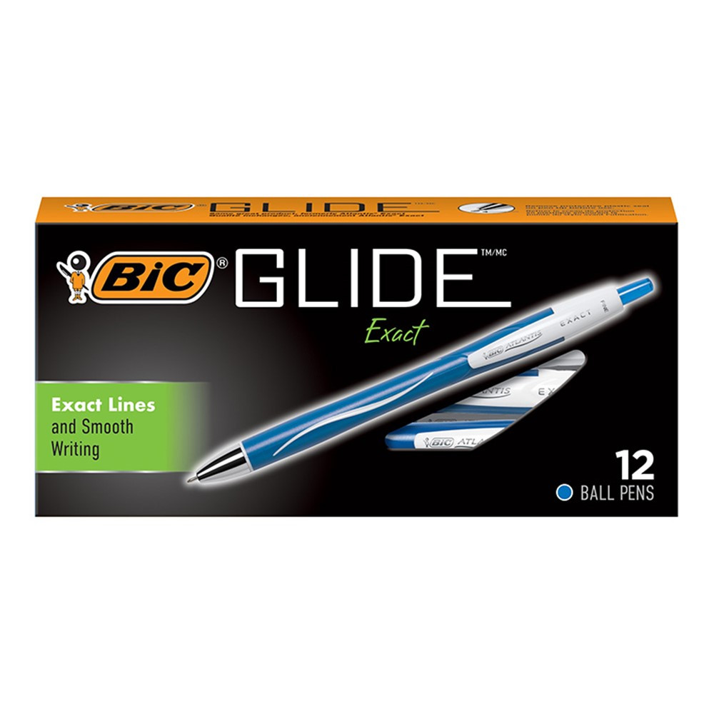 Glide Exact Retractable Ball Point Pen, Fine Point (0.7 mm), Blue, 12-Count - BICVCGN11BLU | Bic Usa Inc | Pens