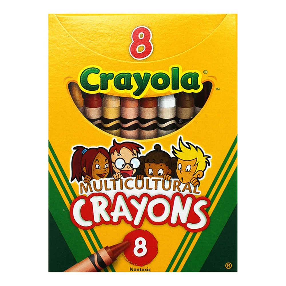 BIN008W - Multicultural Crayons Reg 8Pk in Crayons