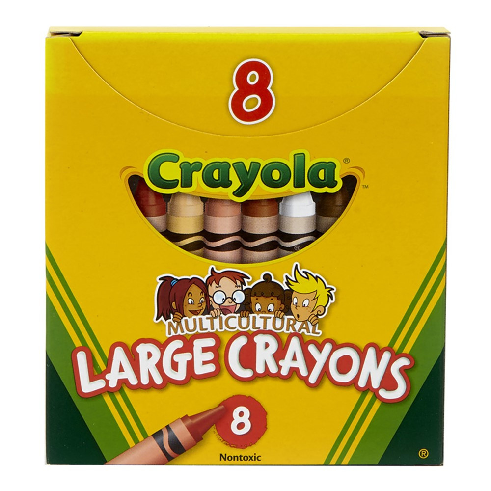 BIN080W - Multicultural Crayons Large 8Pk in Crayons