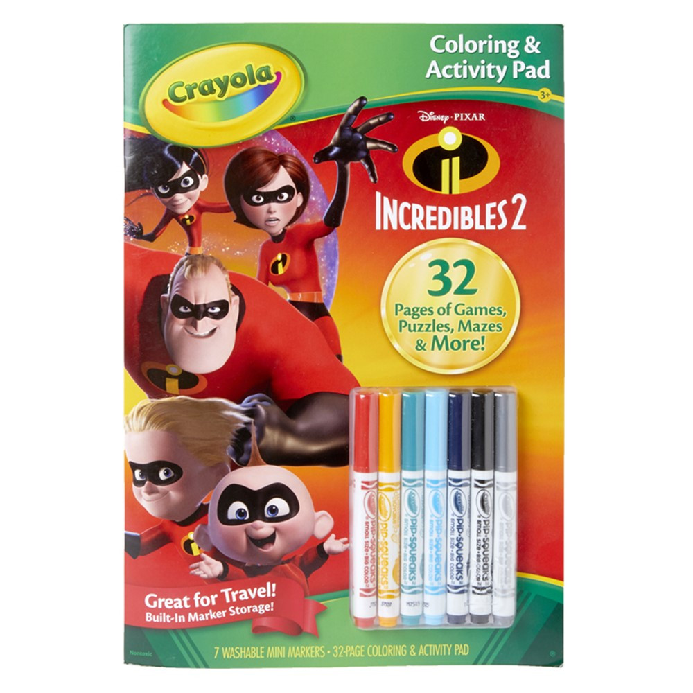 Coloring & Activity Pad w/Markers, Incredibles 2 - BIN40355 | Crayola Llc | Art Activity Books