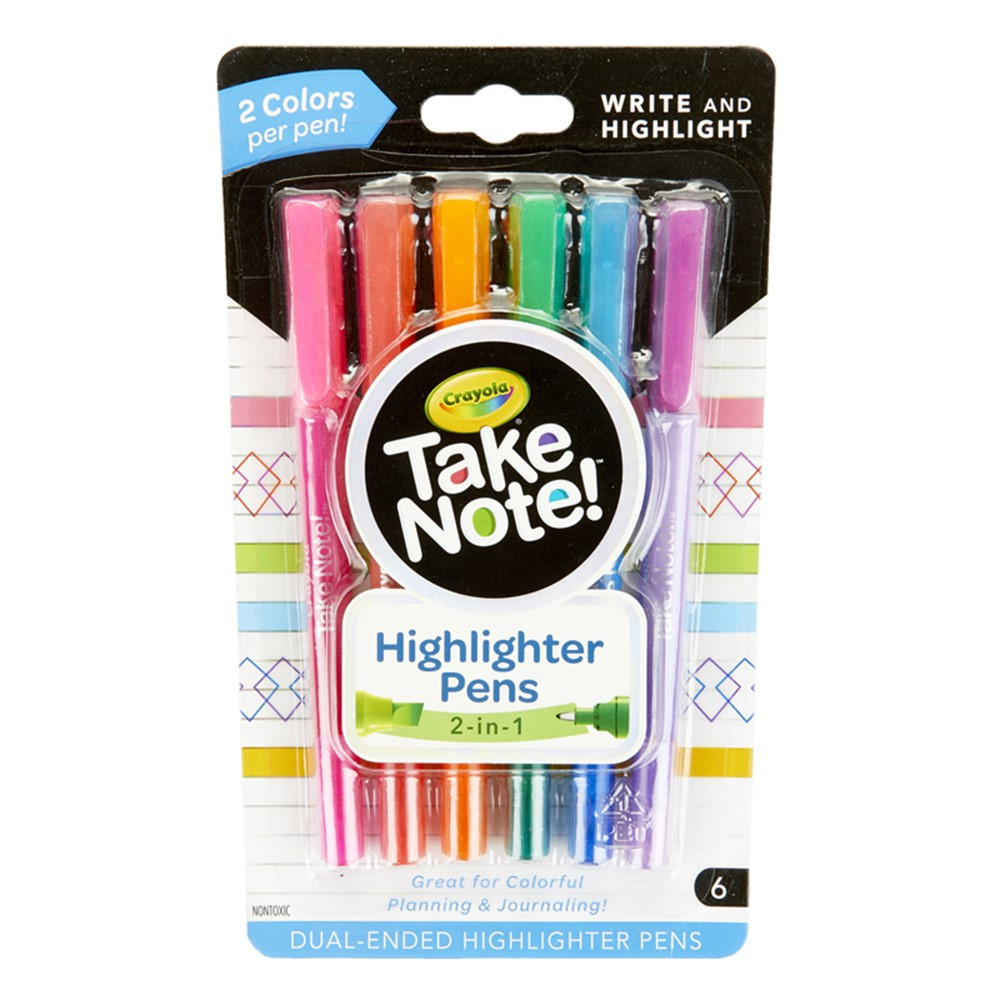 Take Note! Dual-Ended Highlighter Pens, Pack of 6 - BIN586534 | Crayola Llc | Highlighters