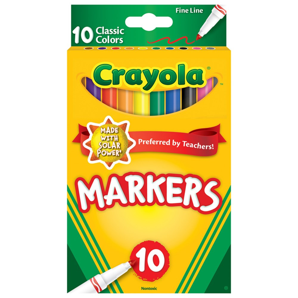 Fine Line Markers, Classic Colors, Pack of 10 - BIN587726 | Crayola Llc | Markers