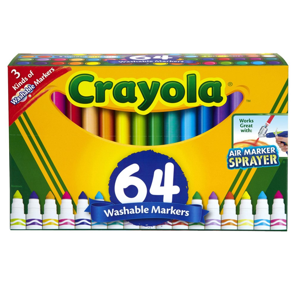 BIN588180 - Crayola Wash Broad Line Marker 64Pk in General