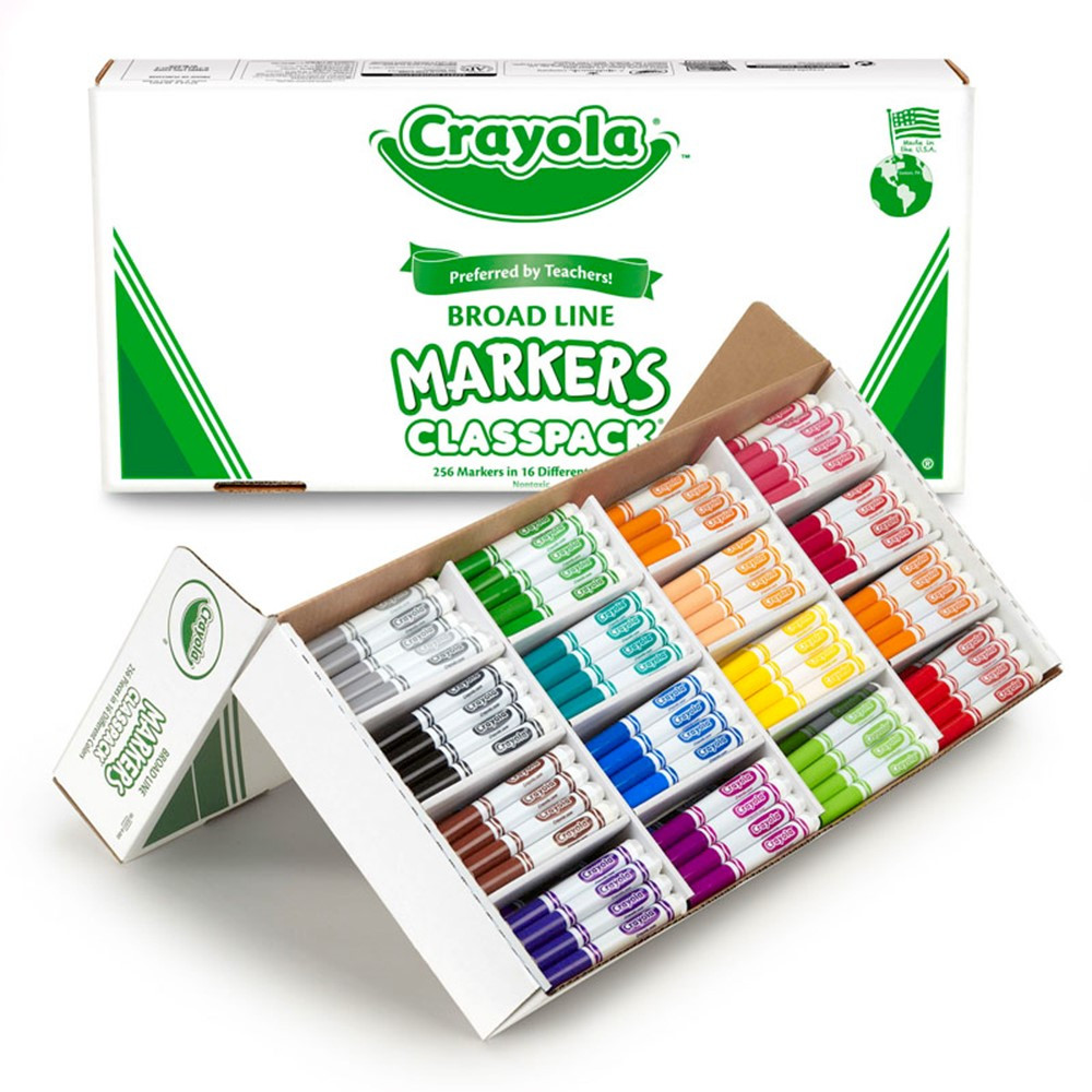 Crayola Washable Marker Classroom Set, Conical Tip, 8 Assorted Colors, Set  of 200