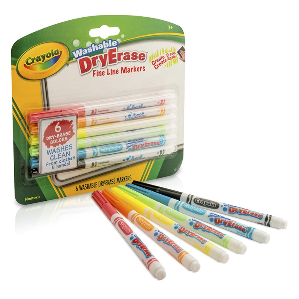 BIN985906 - Crayola 6 Color Washable Dry Erase Markers in Markers