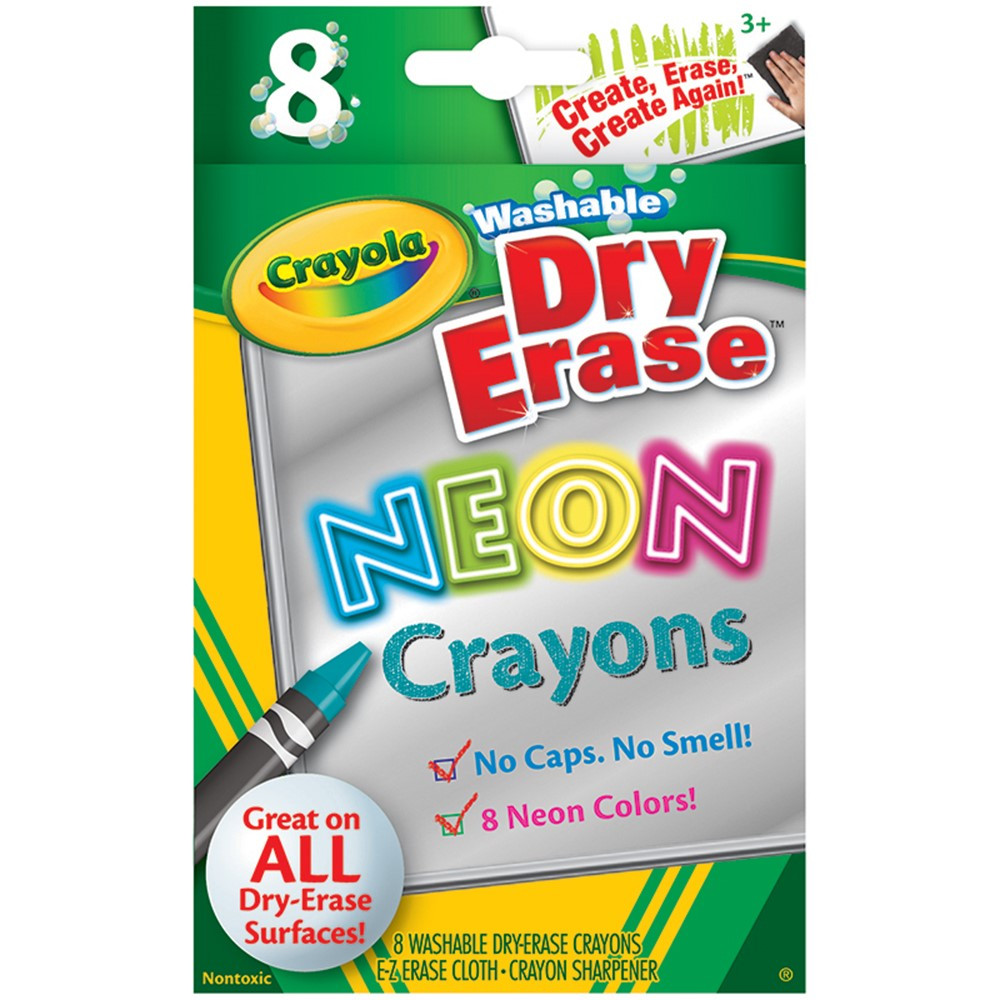 BIN988605 - Crayola Wash Dry Erase Crayons 8Pk Neon Colors in General