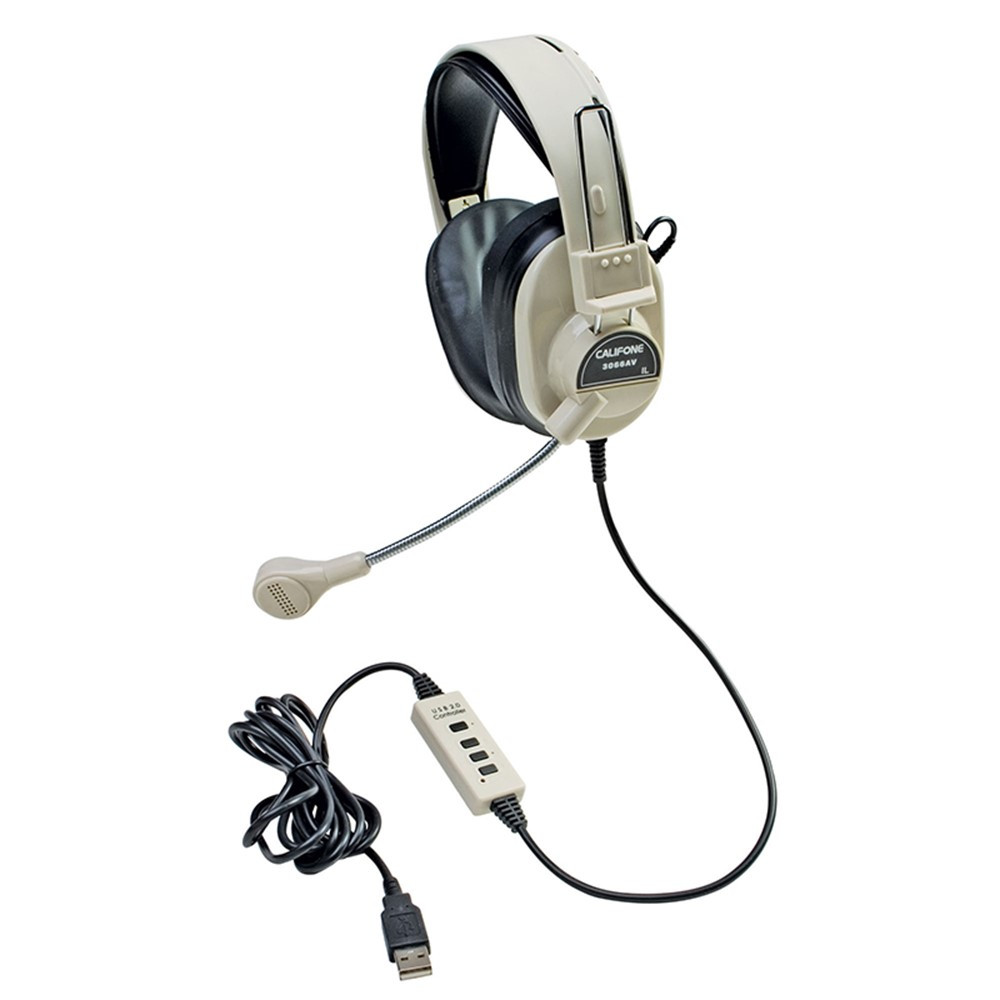 CAF3066USB - Deluxe Multimedia Stereo Headset W/ Boom Microphone W/ Usb Plug in Headphones