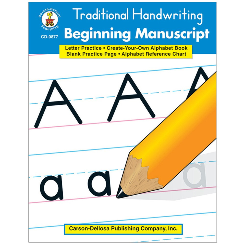 CD-0877　Carson　Resource　Traditional　Handwriting　Beginning　Handwriting:　Skills　Dellosa　Manuscript　Book　Education