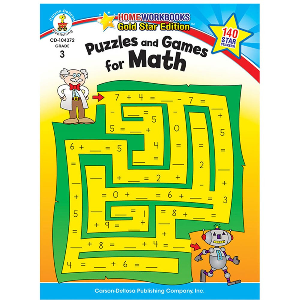 CD-104372 - Puzzles & Games For Math Home Workbook Gr 3 in Activity Books