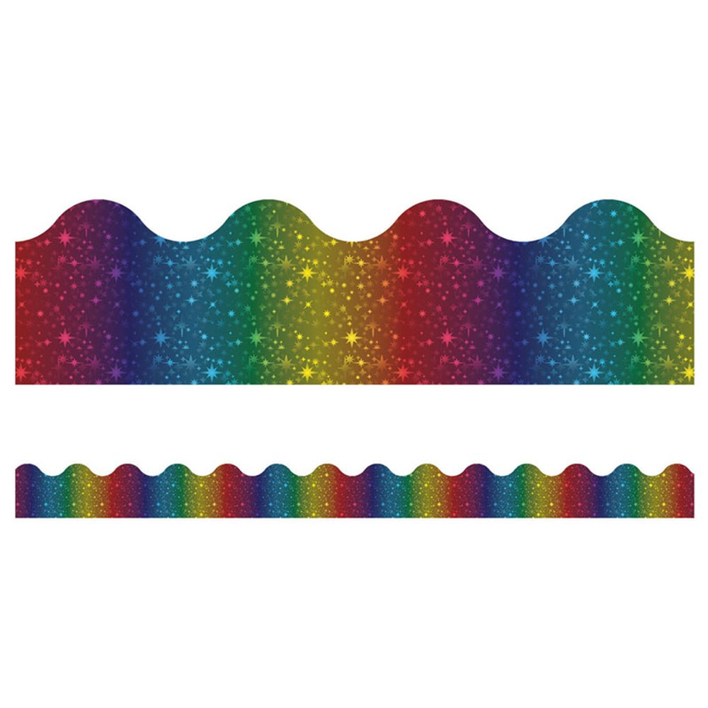 Sparkle + Shine Rainbow Foil Scalloped Border, 39' - CD-108396 | Carson Dellosa Education | Border/Trimmer