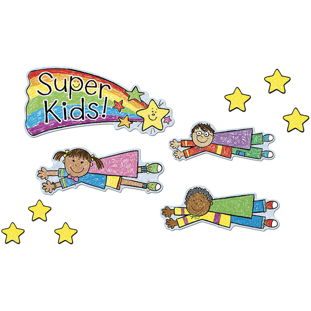 CD-110100 - Super Kids Job Assignment Kid-Drawn Bulletin Board Set in Motivational