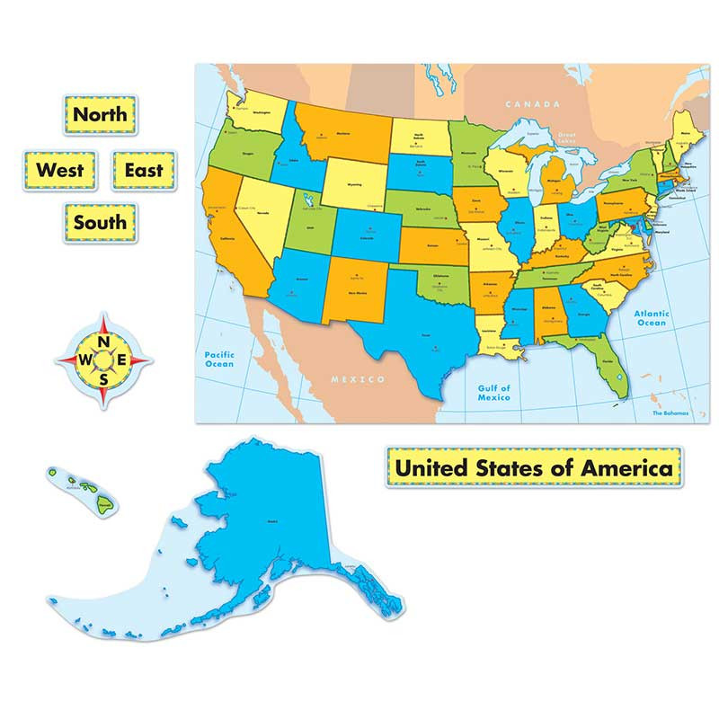 CD-110168 - United States Map Quick Stick Bulletin Board Set in Social Studies