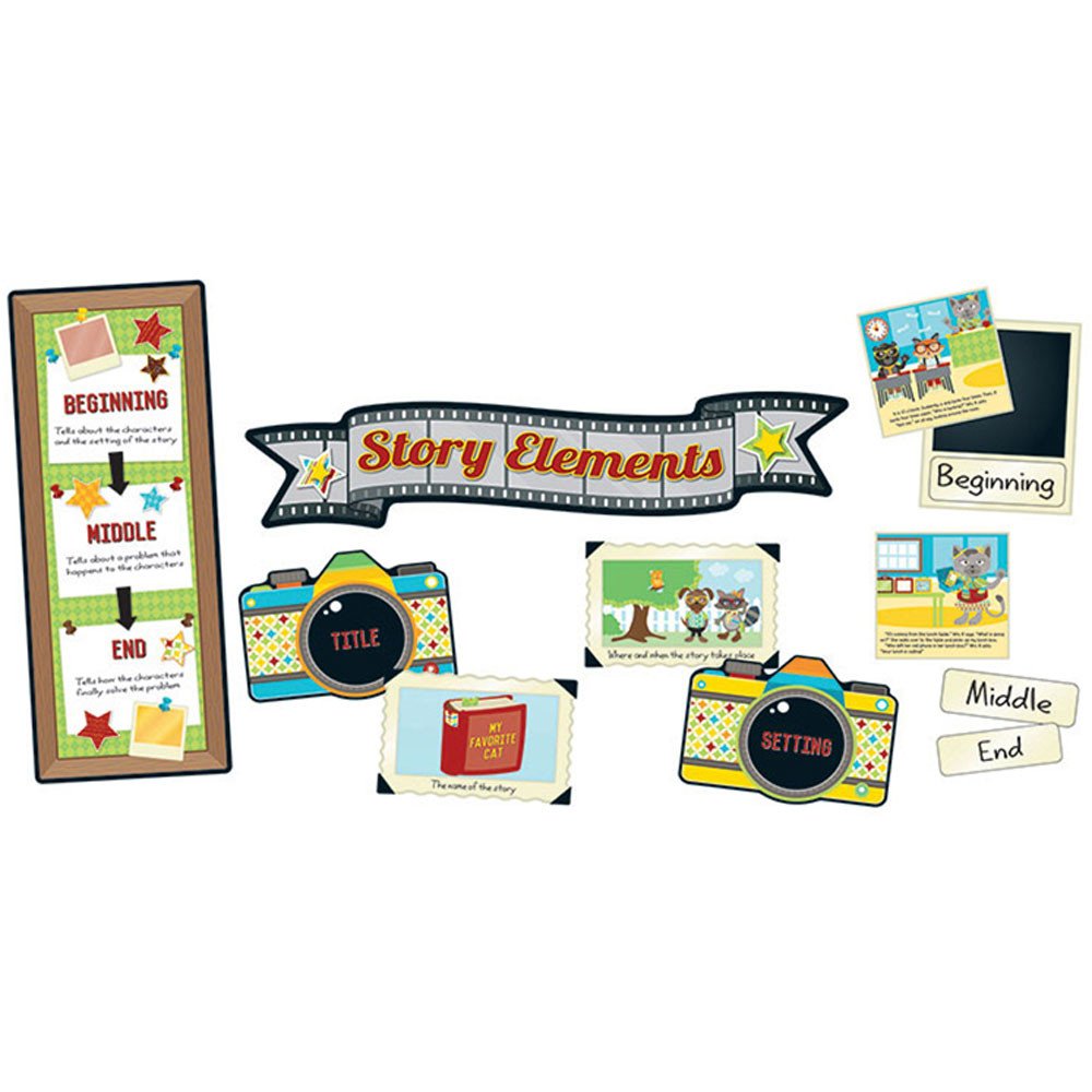 CD-110335 - Hipster Story Elements Bulletin Board Set in Science