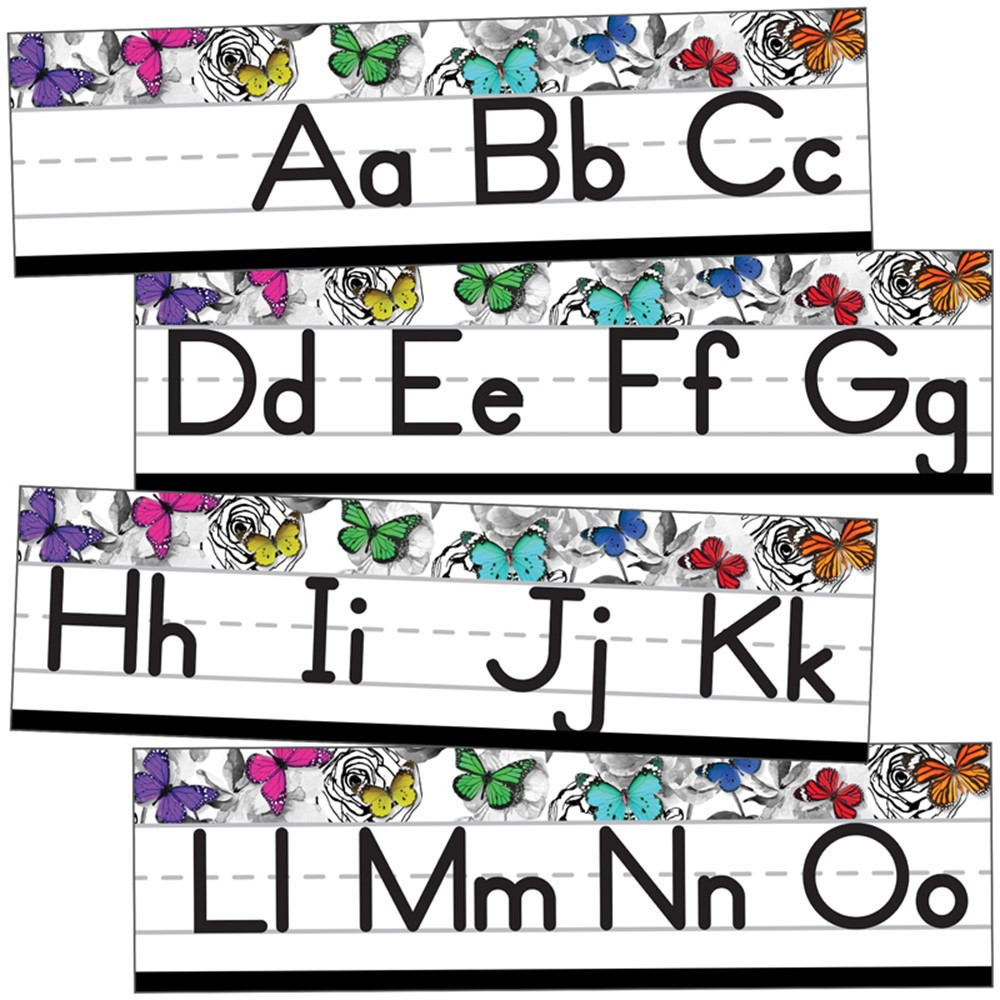 CD-110428 - Alphabet Line Manuscript Mini Bb St Woodland Whimsy in Classroom Theme