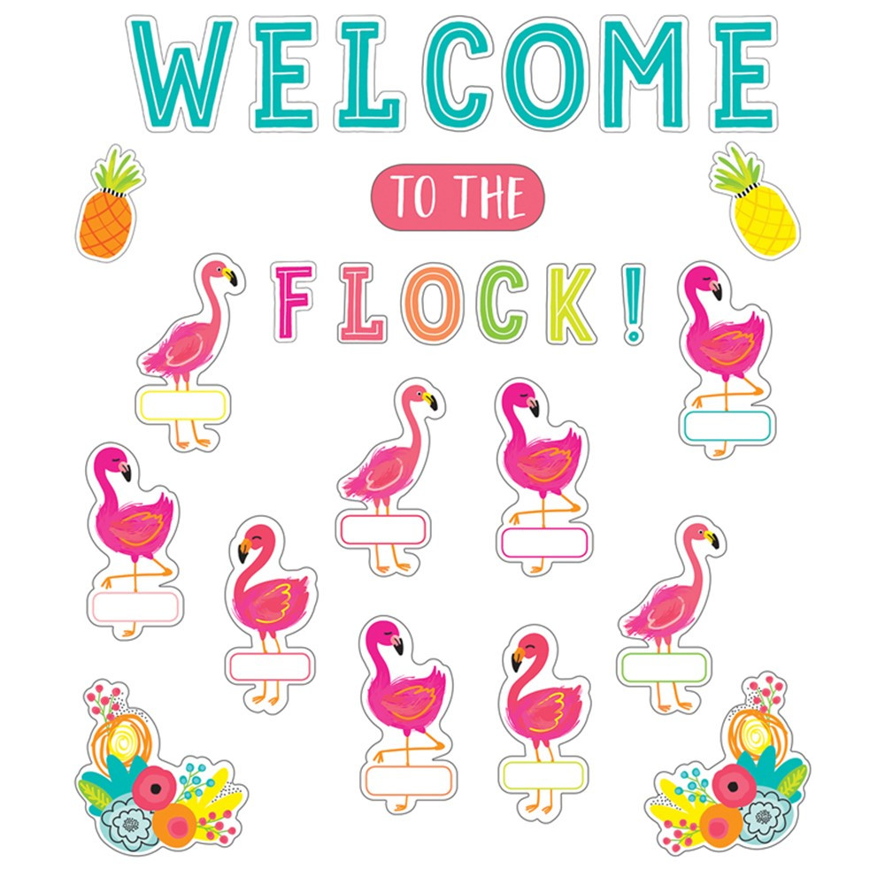 Simply Stylish Tropical Welcome to the Flock Bulletin Board Set - CD-110462 | Carson Dellosa Education | Classroom Theme