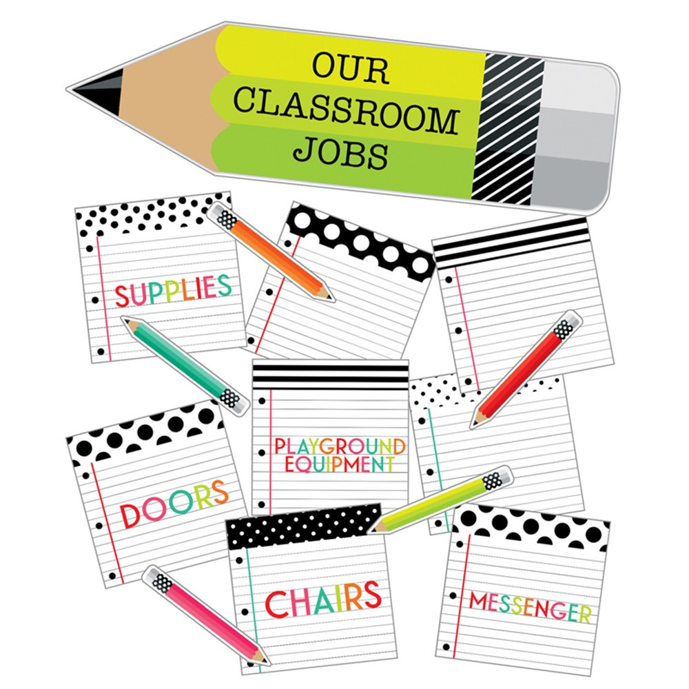 Black, White & Stylish Brights Classroom Jobs Mini Bulletin Board Set - CD-110493 | Carson Dellosa Education | Classroom Theme