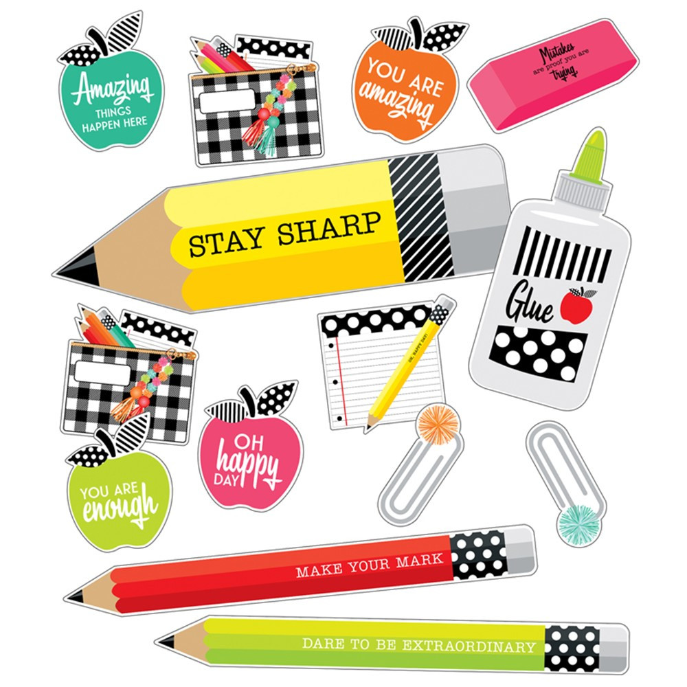Black, White & Stylish Brights Stylish Supplies Mini Bulletin Board Set - CD-110494 | Carson Dellosa Education | Classroom Theme