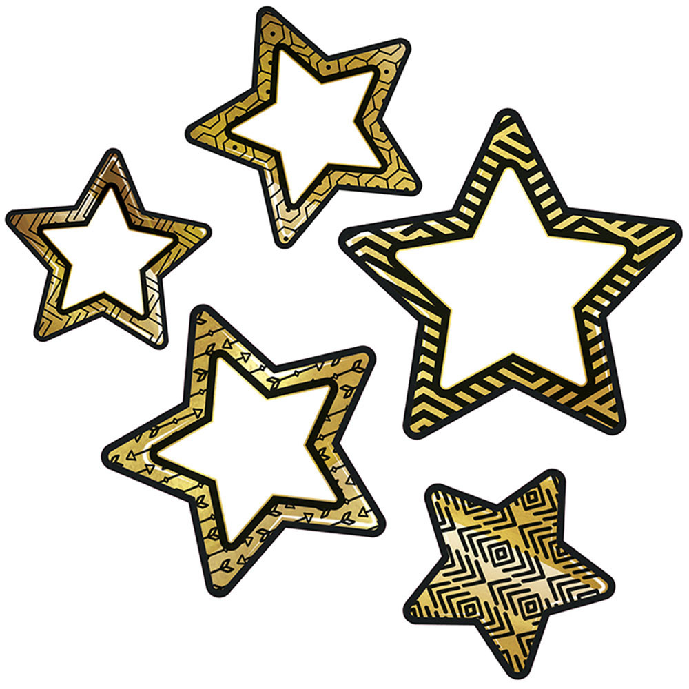 CD-120241 - Colorful Cutout Blk Gld Stars Asst Designs in Accents