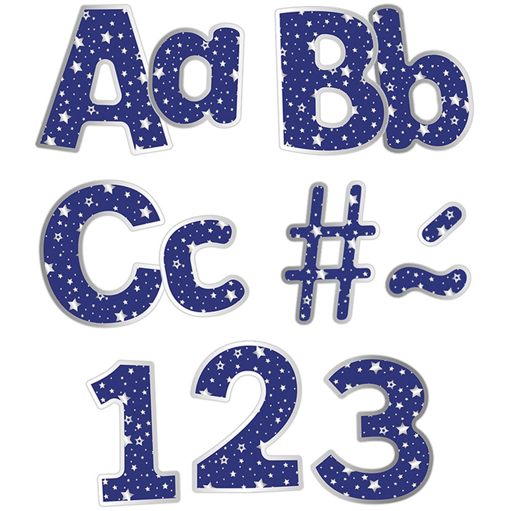 CD-130088 - Navy With Silver Stars Ez Letters Sparkle And Shine in Letters