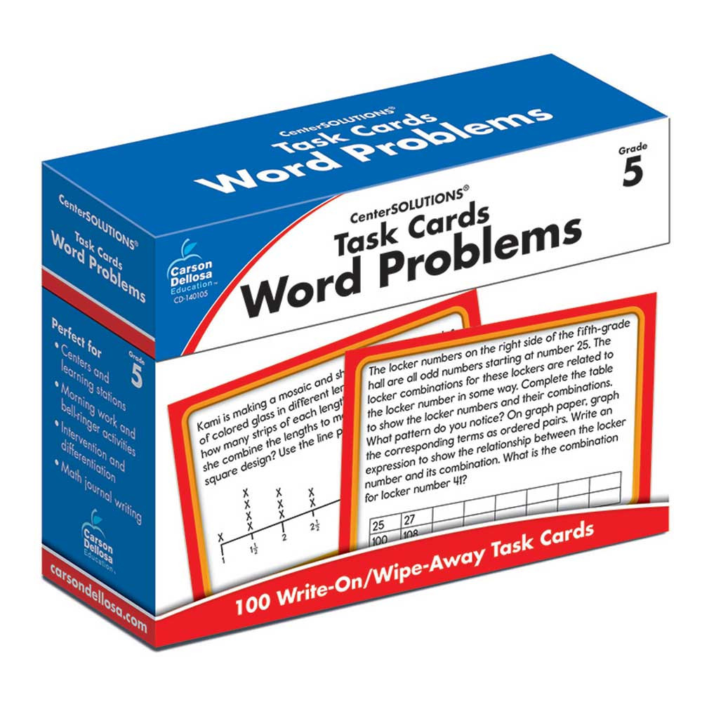 CD-140105 - Task Cards Word Problems Gr 5 in Flash Cards