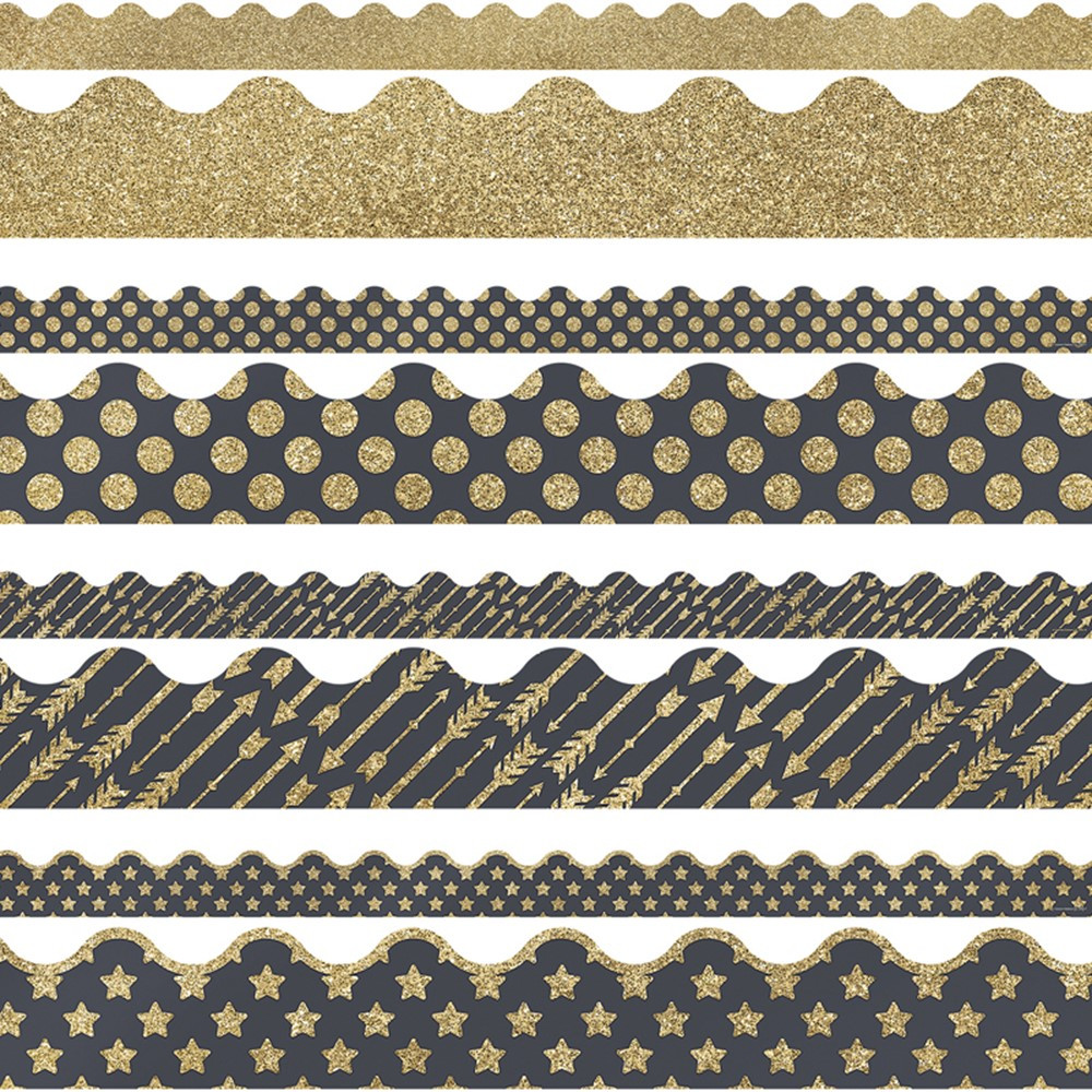 CD-145099 - Gold Scalloped Borders Set Sparkle And Shine in Border/trimmer