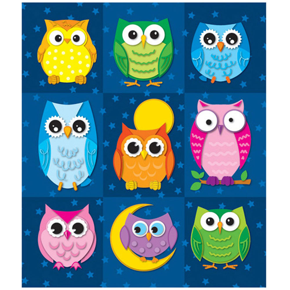 CD-168052 - Colorful Owls Prize Pack Stickers in Stickers