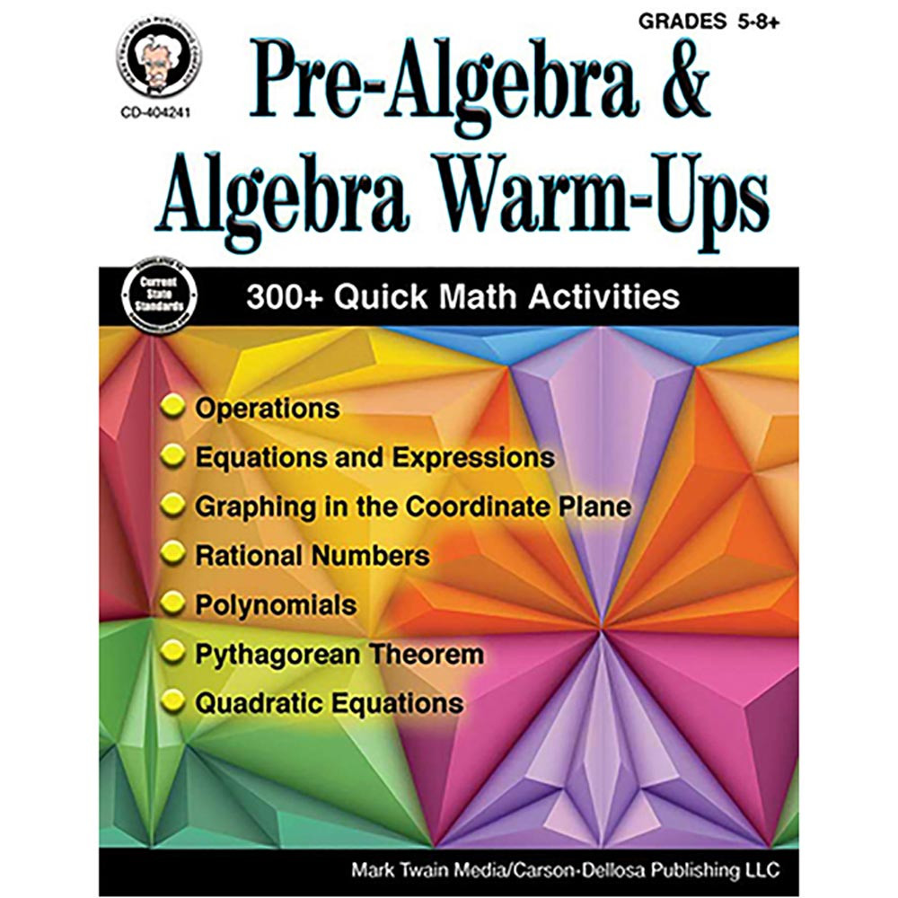 CD-404241 - Pre-Algebra & Algebra Warm-Ups Gr 5-8 in Algebra