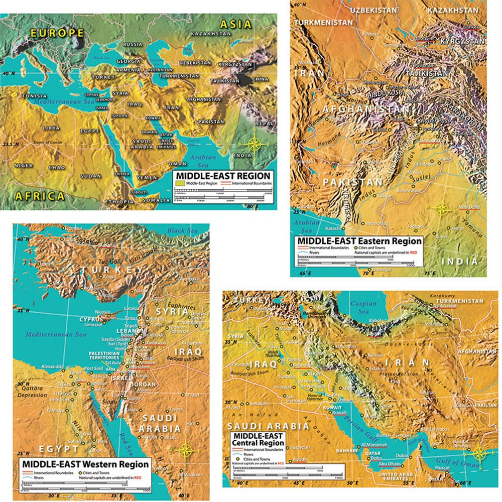 CD-410050 - World Geography Middle East Maps Bulletin Board Set in Social Studies