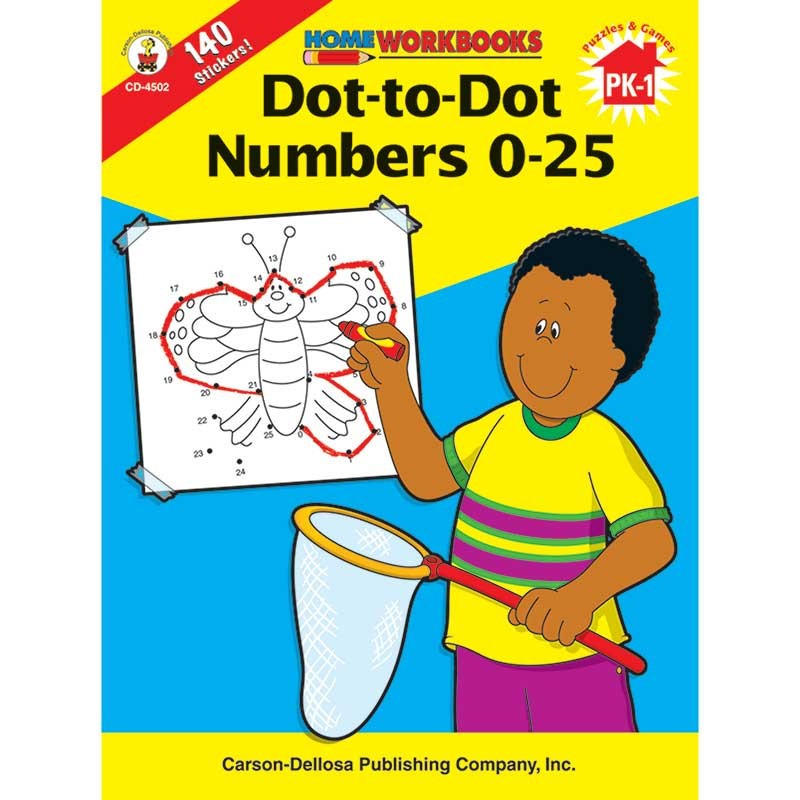 CD-4502 - Dot-To-Dot Numbers 0-25 Home Workbook in Numeration
