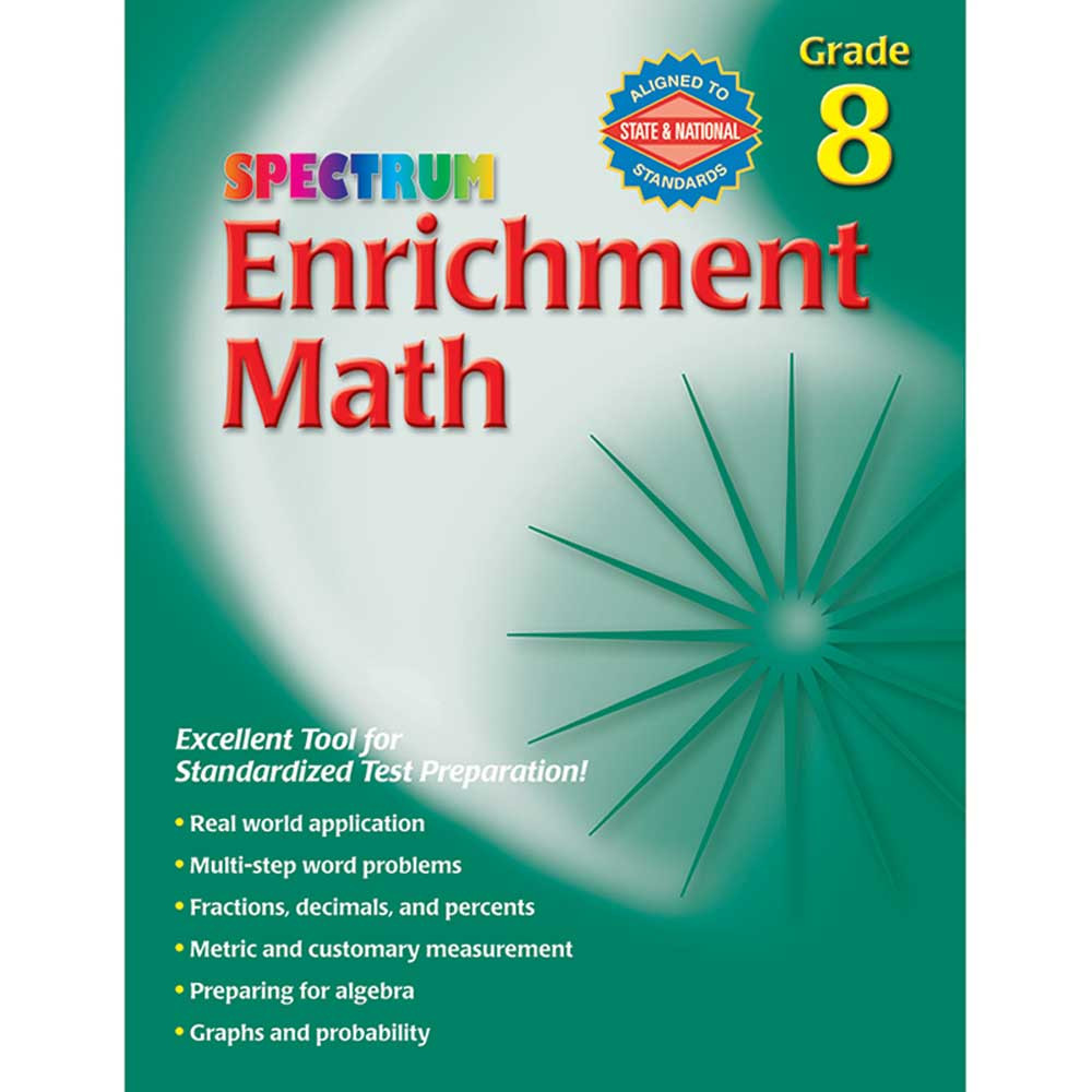 CD-704069 - Spectrum Enrichment Math Workbook Gr 8 in Activity Books