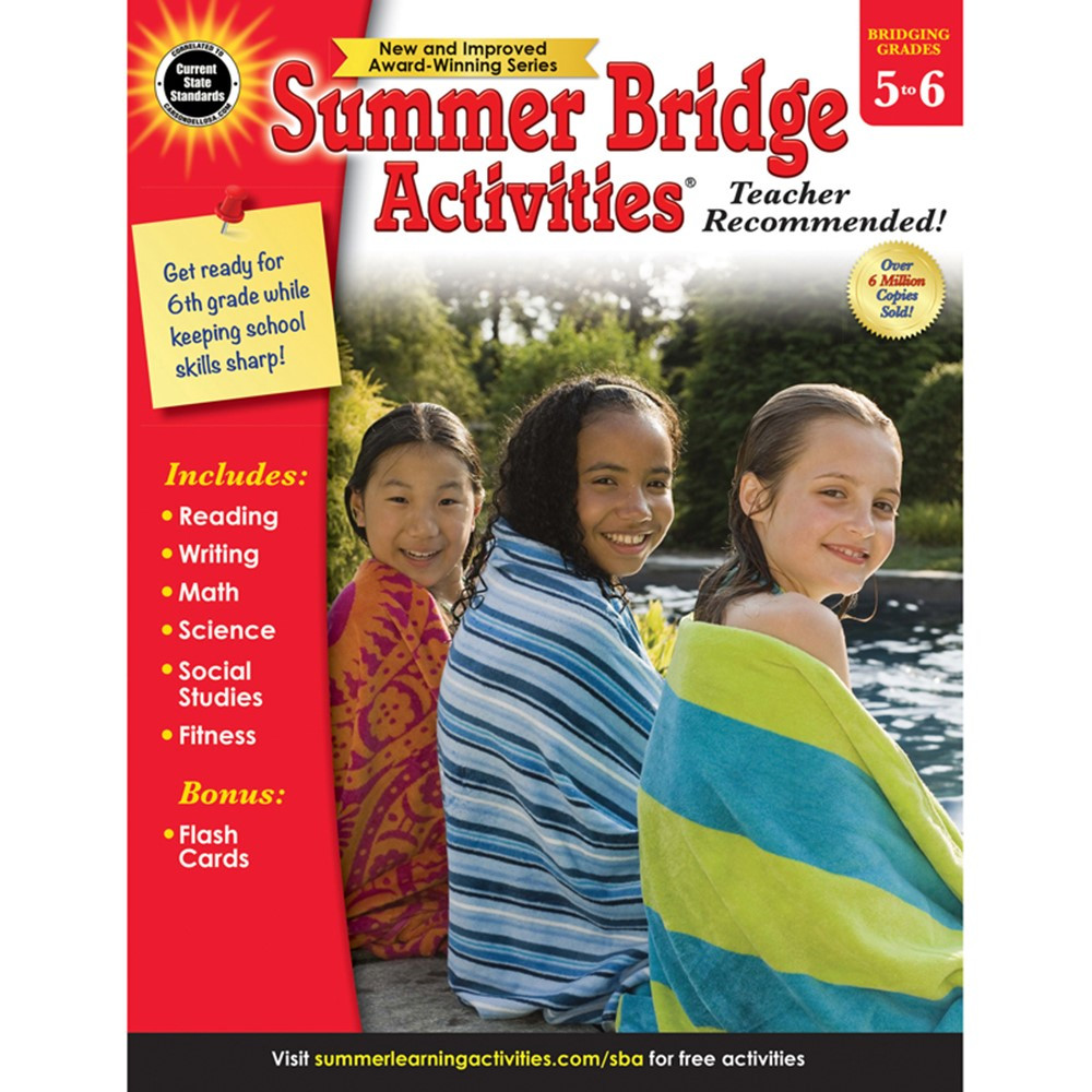 Dellosa　Paperback　Summer　Workbook,　Bridge　5-6,　Education　Activities　Carson　Skill　Grade　CD-704701　Builders