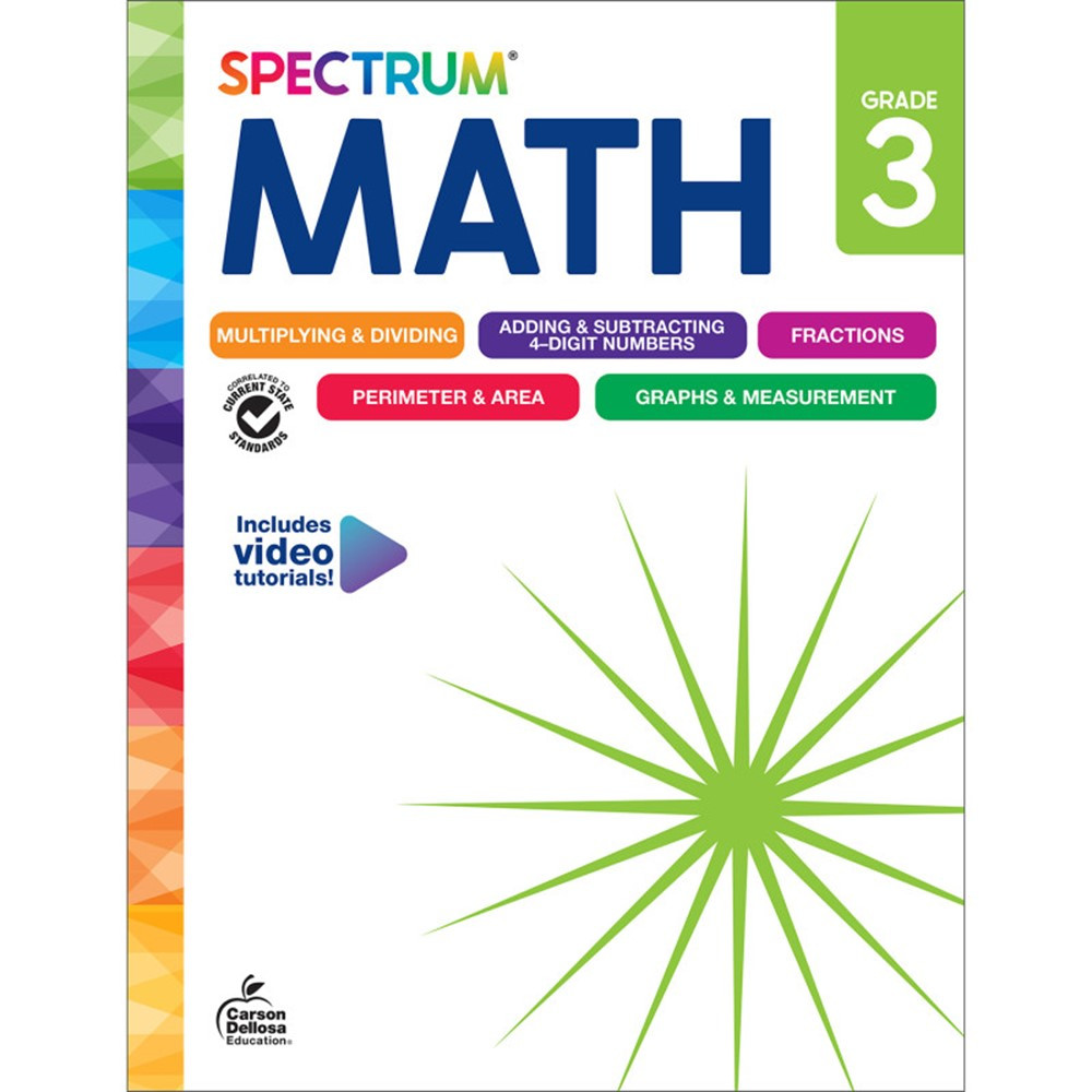 Spectrum Math Workbook, Grade 3 - CD-705502 | Carson Dellosa Education | Activity Books