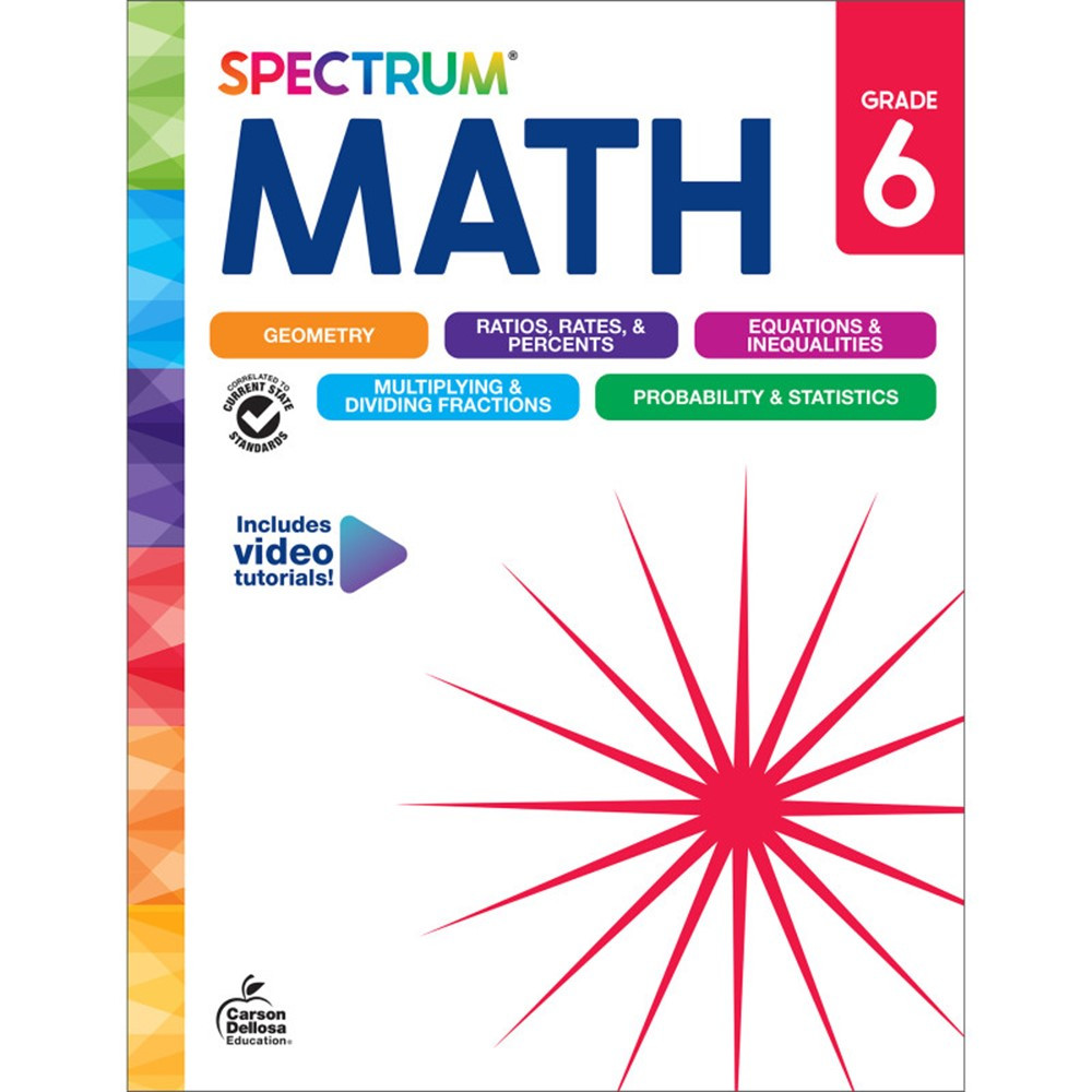 Spectrum Math Workbook, Grade 6 - CD-705505 | Carson Dellosa Education | Activity Books