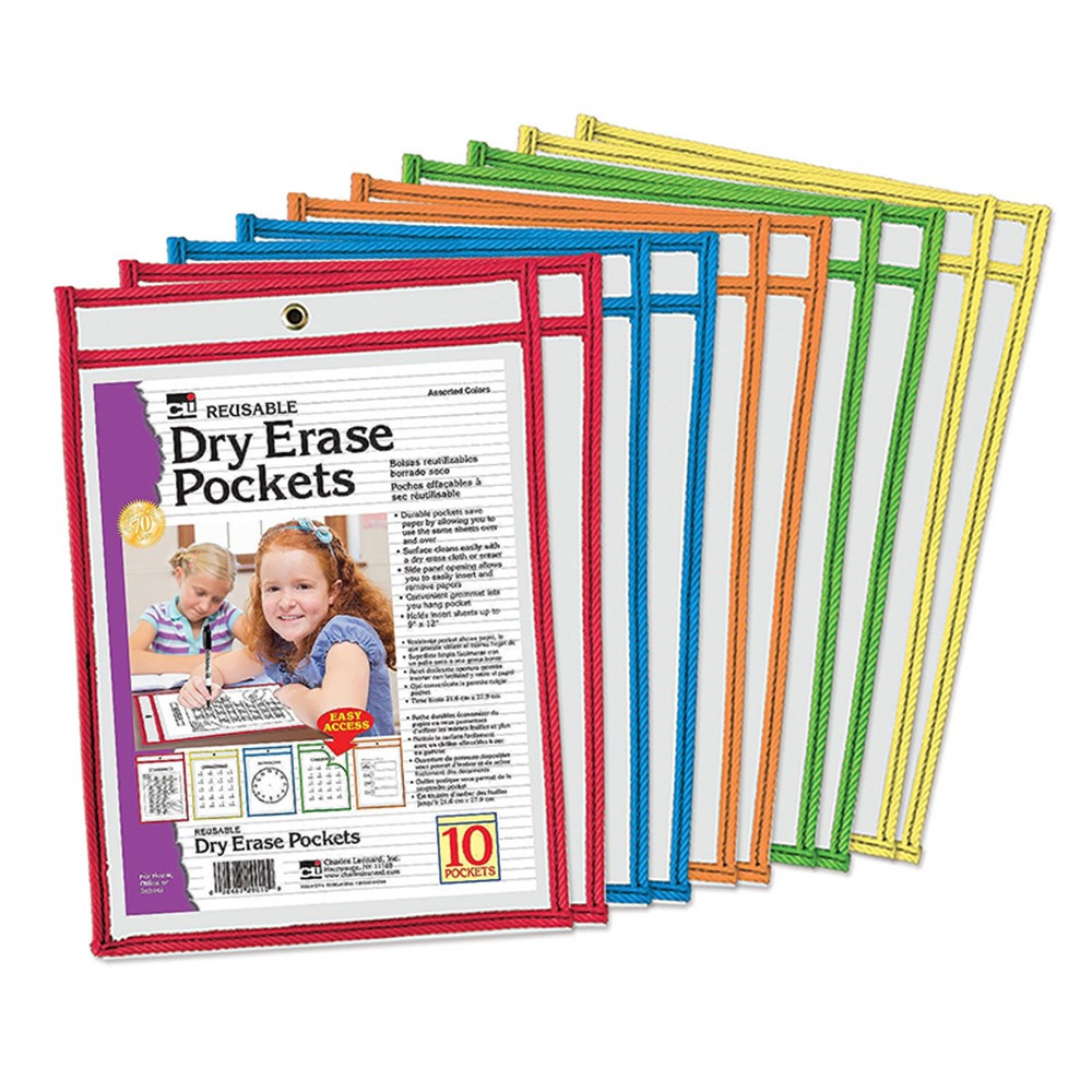 CHL29010 - Reusable Dry Erase Pockets 10 Set in Dry Erase Sheets