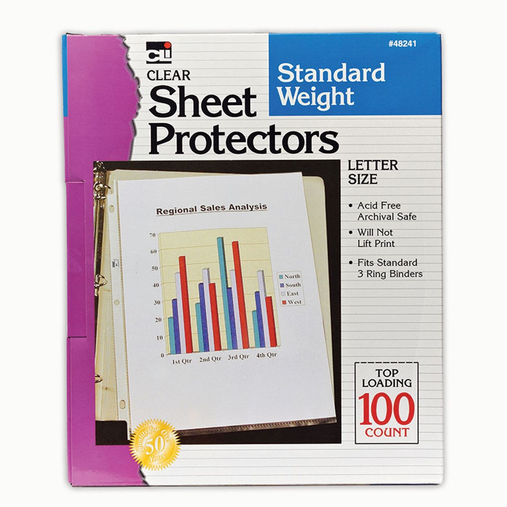 CHL48241 - Sheet Protectors Clear Box Of 100 in Sheet Protectors