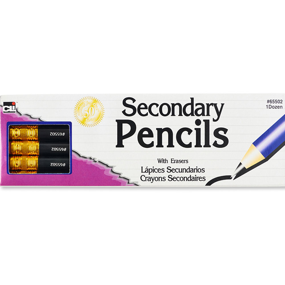 CHL65502 - Pencil Secondary Black With Eraser in Pencils & Accessories