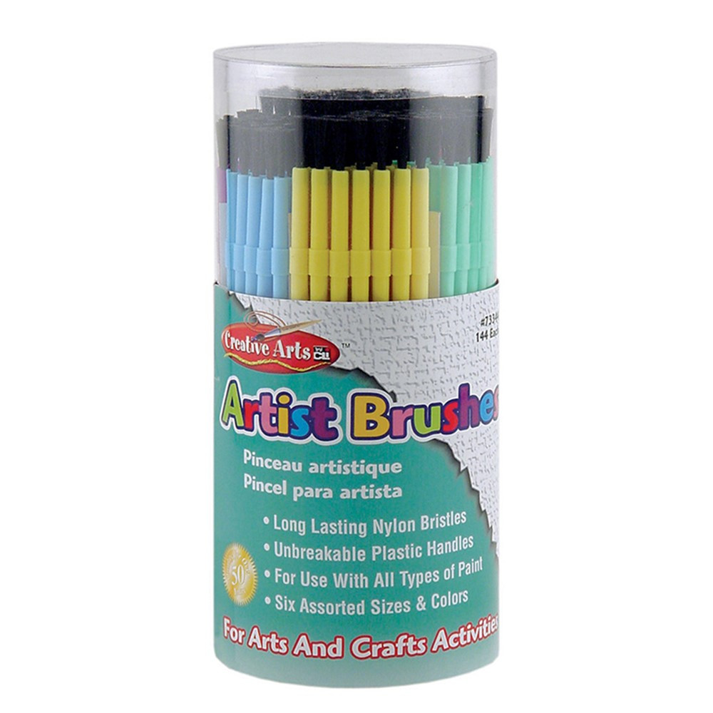 CHL73344 - Brushes Artist Plastic Asst Clrs 144 Tub in Paint Brushes