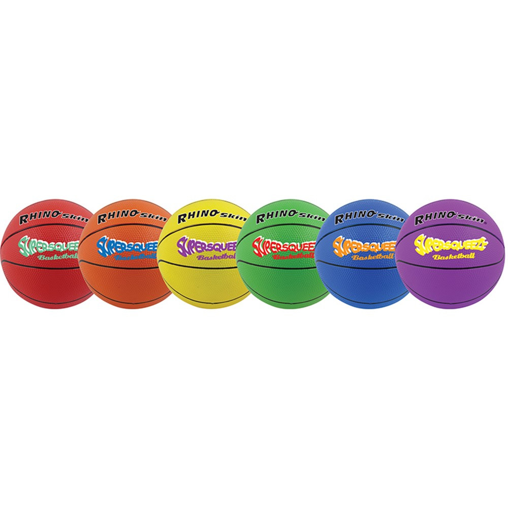 CHSSQBBSET - Basketball Set/6 Rhino Skin 8In Super Squeeze Asst in Balls