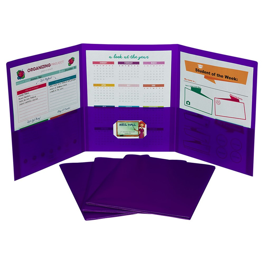 Tri-Fold Portfolio, Heavyweight Poly, Purple, 1 Each - CLI33949 | C-Line Products Inc | Folders