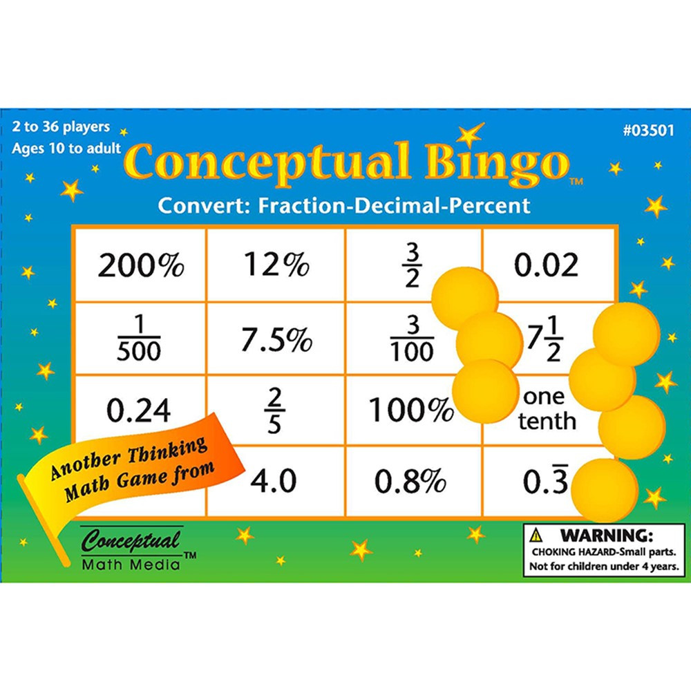 CMM03501 - Conceptual Bingo Convert Fraction Decimal Percent in Bingo