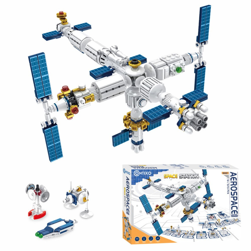 BK07 Aerospace Series Space Station Building Block Set, 573 Pieces - CNXBK07 | Contixo Inc | Blocks & Construction Play