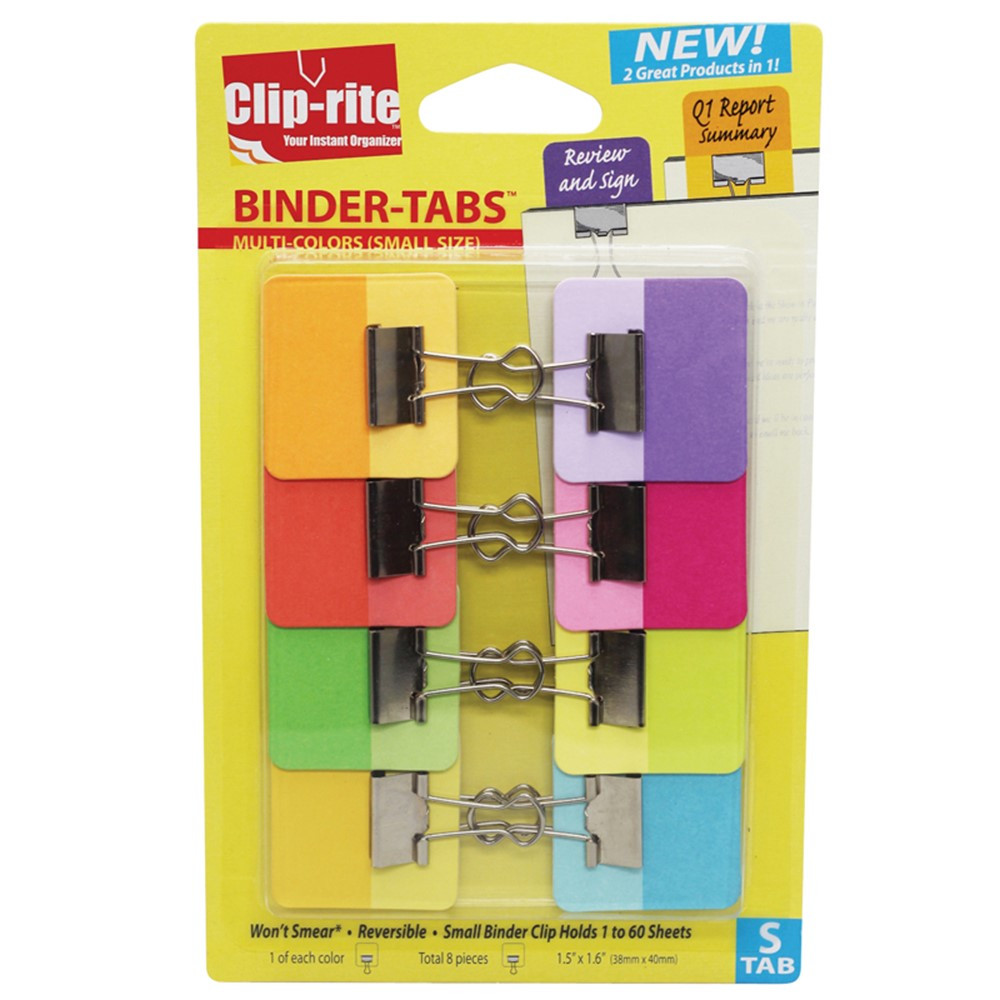 CRT049 - Binder Tabs 8Pk Assorted Colors With X Small Clips in Clips