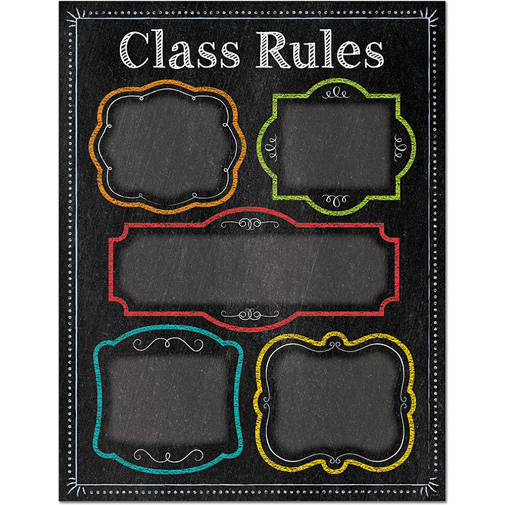CTP1020 - Class Rules Chart - Chalk in Classroom Theme